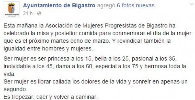 Perfil en Facebook del Ayuntamiento de Bigastro