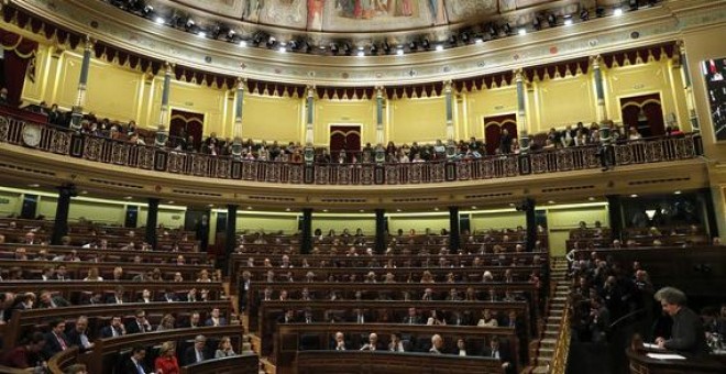 Vista general del hemiciclo durante la segunda votación de la investidura, en el Congreso de los Diputados./EFE