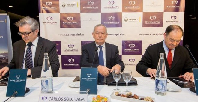 El exministro Carlos Solchaga en el desayuno de Navarra Capital. E.P.