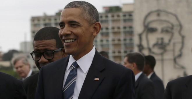 Barack Obama en la emblemática Plaza de la Revolución de La Habana. - REUTERS