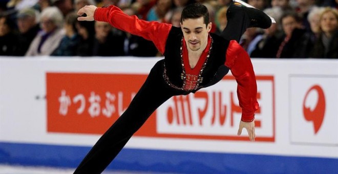 Javier Fernández durante su actuación en el Mundial de Boston. /EFE