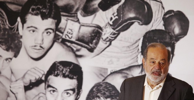 El  magnate mexicano Carlos Slim en un homnaje del Consejo Mundial de Boxeo (CMB) por su apoyo a este deporte a través de la Fundacio Telmex, el pasado marzo. REUTERS / Edgard Garrido