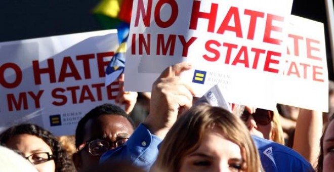 Una manifestación contra el odio a los homosexuales.