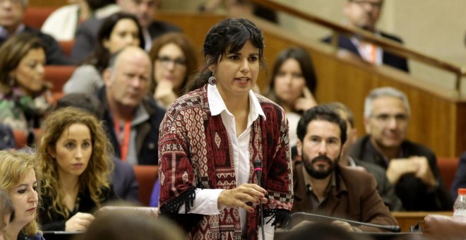 Teresa Rodríguez, en el parlamento andaluz. EUROPA PRESS
