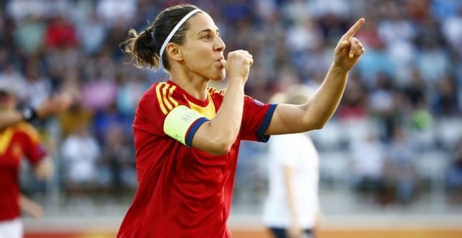 Vero Boquete celebra un gol con la selección española de fútbol. /AFP