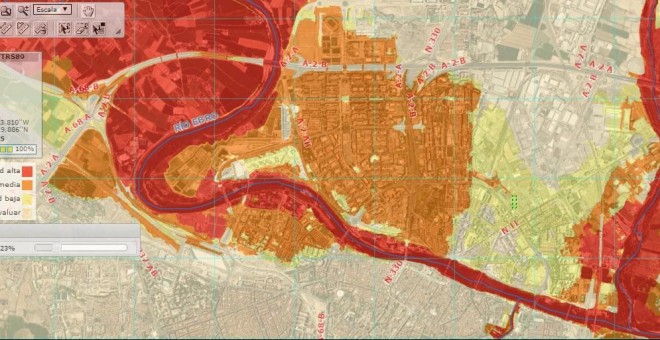 El portal del Plan de Gestión de  Riesgos de Inundación sitúa las zonas con mayor probabilidad de resultar anegadas en las mismas áreas que el geólogo. Chebro.es