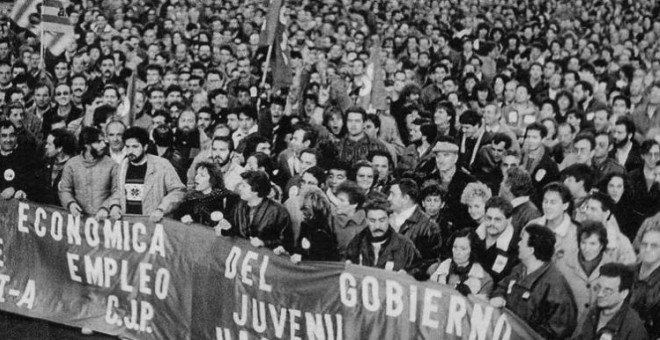 La manifestación tras la huelga general del 14D. / EFE