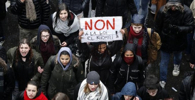 Un momento de una de las manifestaciones contra la reforma laboral en París. - AFP