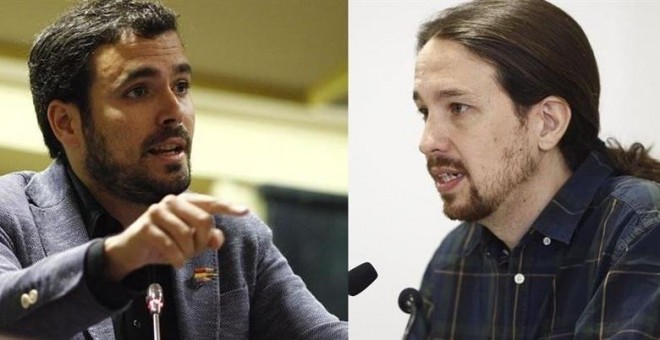 Foto de archivo de los líderes de IU y Podemos, Alberto Garzón y Pablo Iglesias, respectivamente. / EP