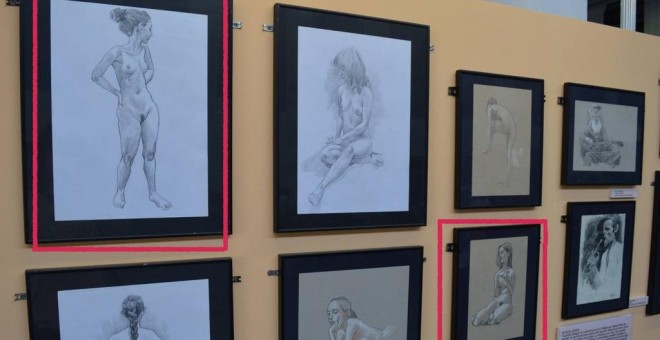 Estos dos dibujos de Montlló han sido dos de los retirados de la exposición que tiene lugar en el Salón del Cómic de Barcelona. Imagen Twitter