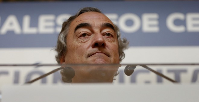 El presidente de la CEOE, Juan Rosell, durante su intervención tras la conferencia 'La transformación digital de la economía española'. EFE/Juan Carlos Hidalgo