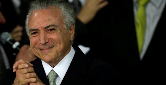 El presidente interino de Brasil, Michel Temer, en su primer discurso tras sustituir a Dilma Rousseff./ EFE