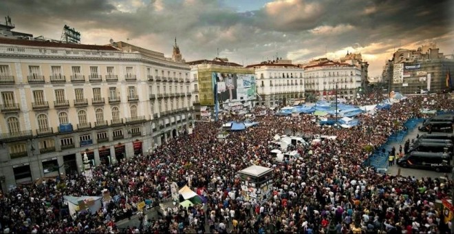 Concentración en la Puerta del Sol del movimiento 15M.- EFE