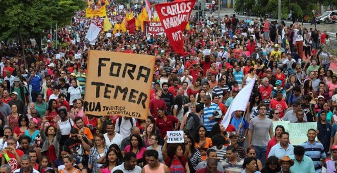 Manifestación en Sao Paulo en contra del Gobierno interino de Michel Temer. - EFE