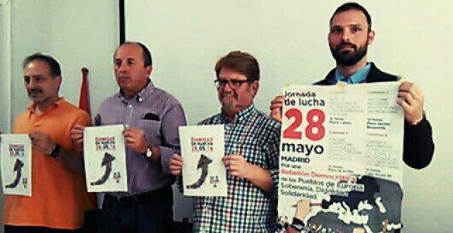 Los representantes de las Marchas de la Dignidad Jorge Fernández, Leopoldo Pelayo, Ginés Fernandez y Tom Kucharz.