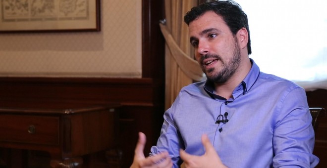 Alberto Garzón en un momento de la entrevista.- PÚBLICO