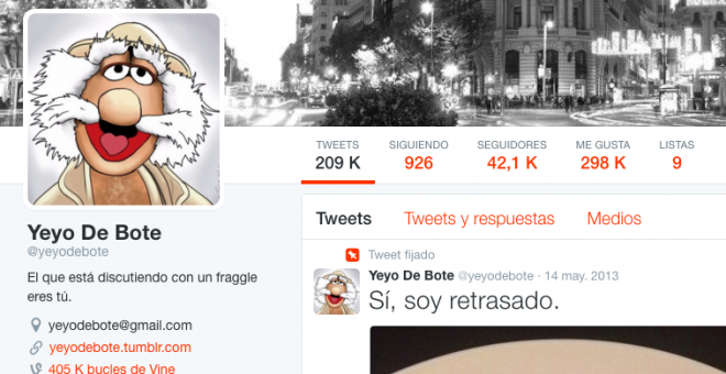 El perfil en Twitter de Yeyo de Bote