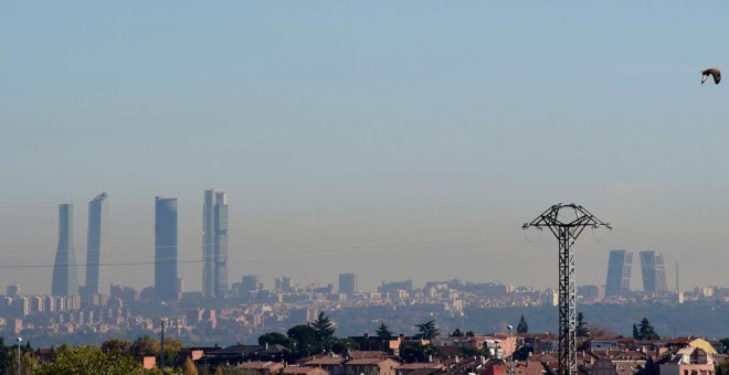 Boina de contaminación sobre la ciudad de Madrid. AFP