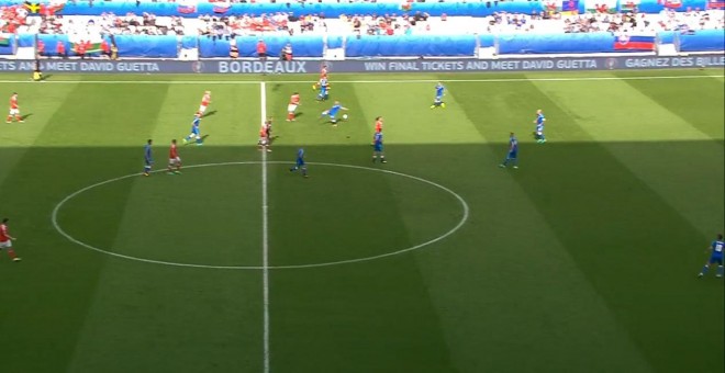 Imagen del streaming ofrecido por la UEFA del Gales-Eslovaquia.