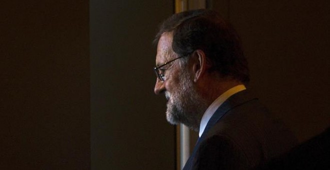 Mariano Rajoy, ayer, en Barcelona. / QUIQUE GARCÍA (EFE)