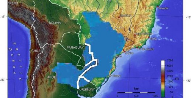 Ubicación del Acuífero Guaraní. Wikipedia