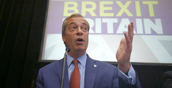 Nigel farage, durante la rueda de prensa en Londres.- REUTERS