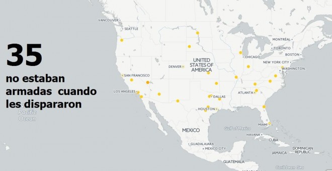 Mapa de las personas muertas por disparos de la policía en EEUU en lo que va de año. WASHINGTON POST