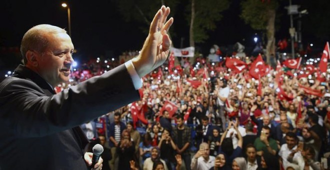 El presidente de Turquía, Tayyip Erdogan, en un acto celebrado anoche en Estambul. - EFE