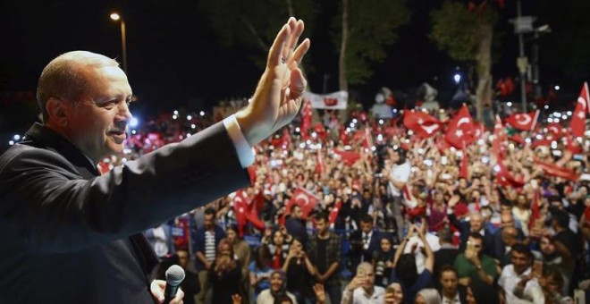 El presidente de Turquía, Tayyip Erdogan, en un acto celebrado anoche en Estambul. - EFE