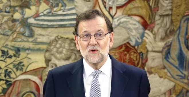 El presidente del Gobierno en funciones, Mariano Rajoy, este jueves, en el Palacio de la Zarzuela. EFE/Ángel Diaz ***POOL***