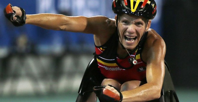 La atleta paralímpica Marieke Vervoort, en una carrera en Doha el año pasado. AFP