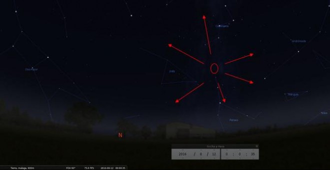 Imagen de la constelación de Perseo, de donde provienen estas estrellas fugaces/FAAE