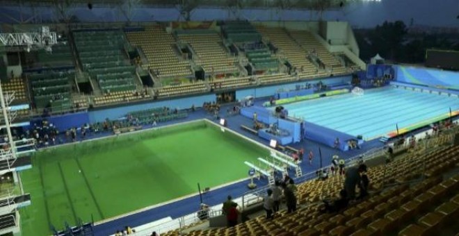 Las piscinas de saltos de trampolín y waterpolo, en el centro acuático Maria Lenk.- REUTERS