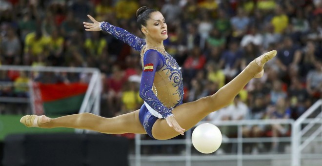 Carolina Rodríguez en el ejercicio de pelota. /REUTERS