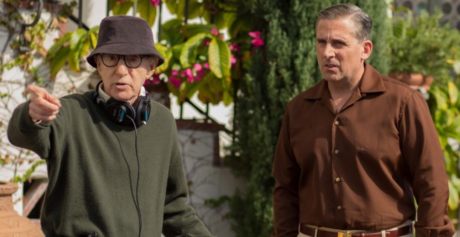 El director estadounidense Woody Allen durante el rodaje de la película 'Cafe Society'