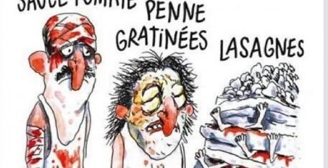 La viñeta de 'Charlie Hebdo' bromea con el terremoto de Italia. CHARLIE HEBDO