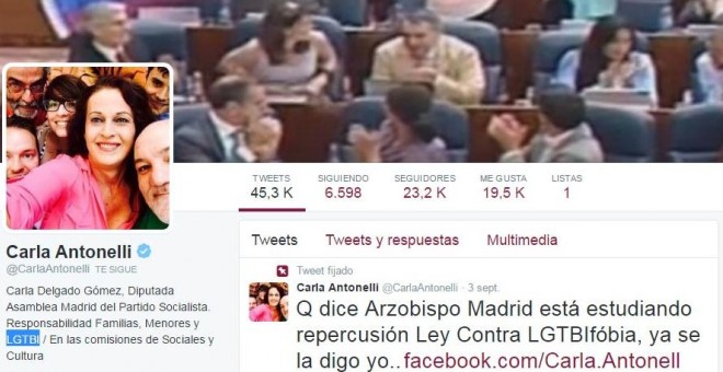 Carla Antonelli arropada en Twitter tras recibir amenazas de muerte por defender los derechos LGTBI