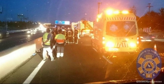 Imagen del accidente de tráfico sufrida por Hortelano. /TWITTER