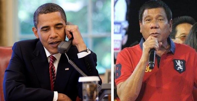 Combo con las imágenes de Barack Obama y Rodrigo Duterte.