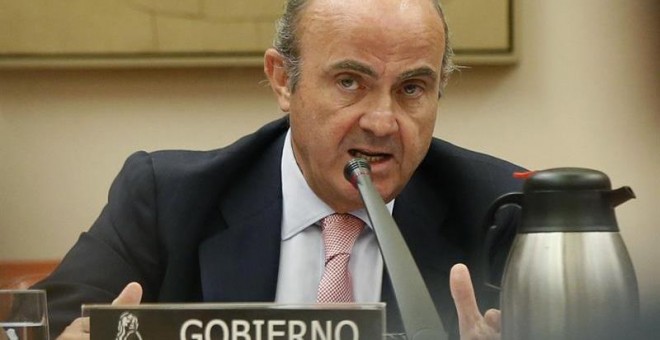 Guindos, durante su comparecencia en la Comisión de Economía del Congreso. EFE/FERNANDO ALVARADO