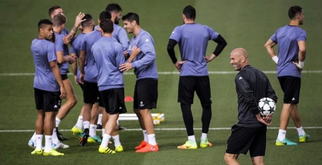 Une entrenamiento reciente del Real Madrid. /EFE