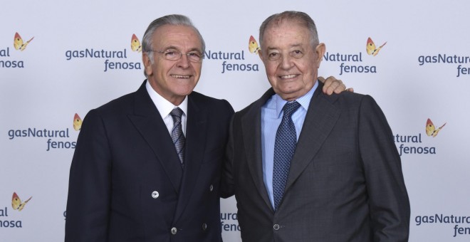 El nuevo presidente de Gas Natural Fenosa, Isidro Fainé, junto con su antecesor Salvador Gabarró. EFE/David Campos