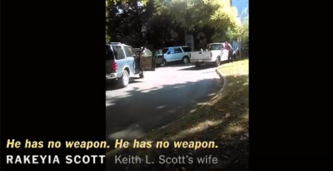 Captura del vídeo grabado por la mujer de Scott, abatido por la policía en Charlotte.