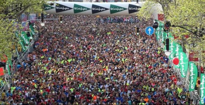 Imagen de La Cursa El Corte Inglés, de Barcelona, la carrera popular con mayor nivel de participación en España. EFE