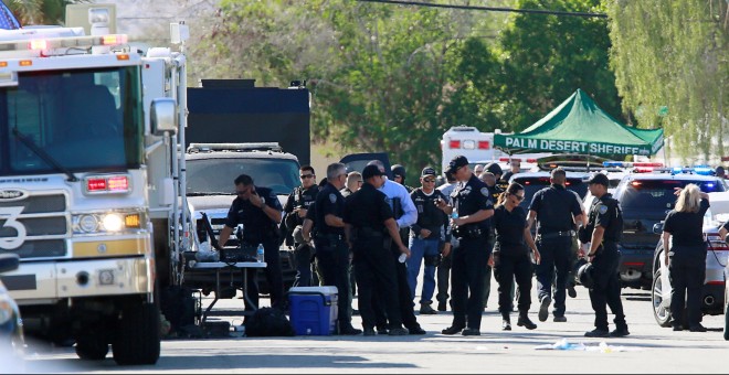 Despliegue policial que se montó tras el tiroteo en Palm Springs (California). /REUTERS