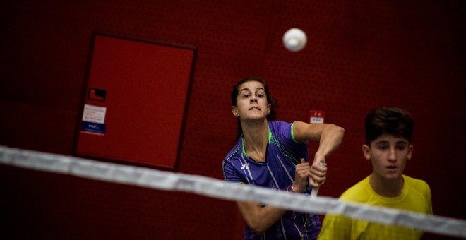 Carolina Marín, durante su entrenamiento en el CAR de Madrid. REPORTAJE FOTOGRÁFICO: JAIRO VARGAS