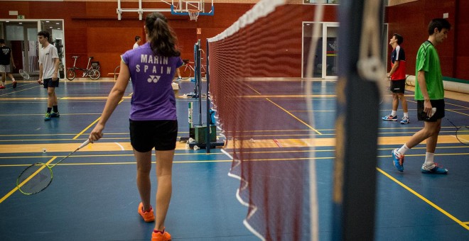 Carolina Marín, durante su entrenamiento en el CAR de Madrid. REPORTAJE FOTOGRÁFICO: JAIRO VARGAS