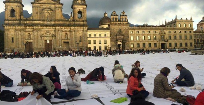 Intervención de Doris en Bogotá / Twitter #PAZalacalle