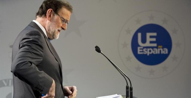 Rajoy, tras la reunión del Consejo Europeo de este viernes. EFE/Horst Wagner