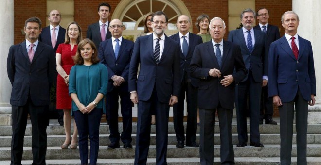 El Ejecutivo de Rajoy, antes de la salida de Soria, Alonso y Pastor. Archivo REUTERS